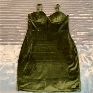 Nasty Gal Lime Green velvet dress size M
